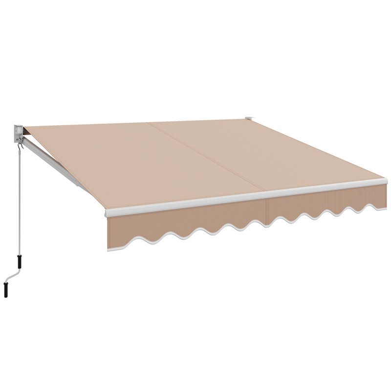 Gymax 96'' W x 5'' D Fabric Cover Retractable Freestanding Awning, Solid Beige, 51.6" H x 96" W x 79.2" D