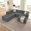 Canapé modulaire en forme de U de 135 po avec méridienne et repose-pieds mobile modulaire en forme de U pour le salon, canapé en osier revêtu de chenille avec accoudoirs ondulés, sans oreillers inclus-1330514990