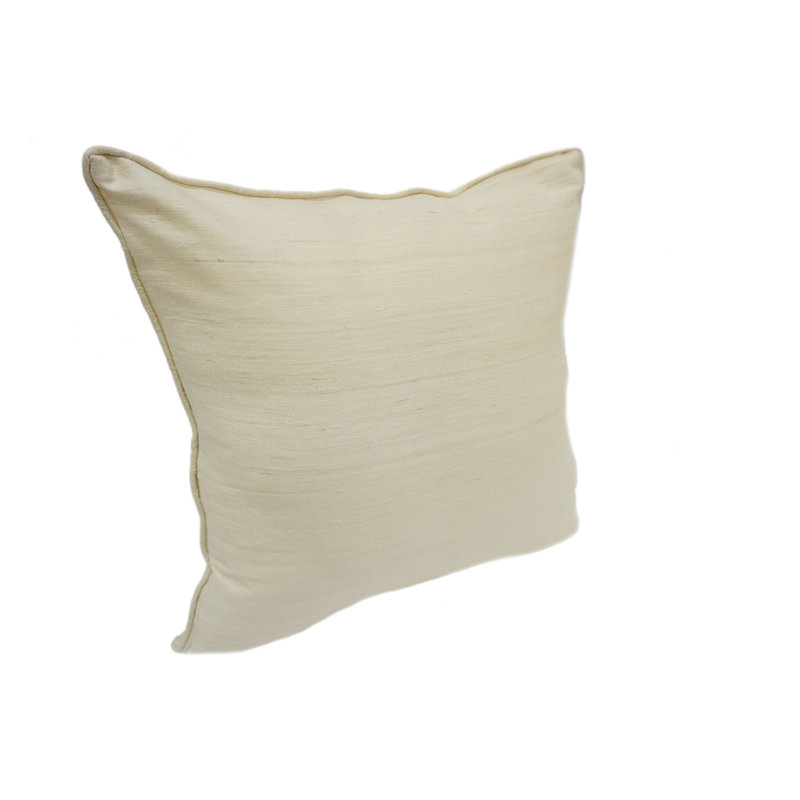 Coussin en soie brute 18 po, Blanc