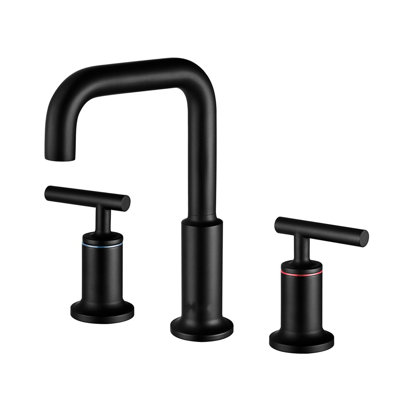 Matte Black 3 Mount Bathroom Tap With Maintenance-Easy Core & Brass 8.8" High Sink Faucet Ceramic Disc Valve 1/2" Connection