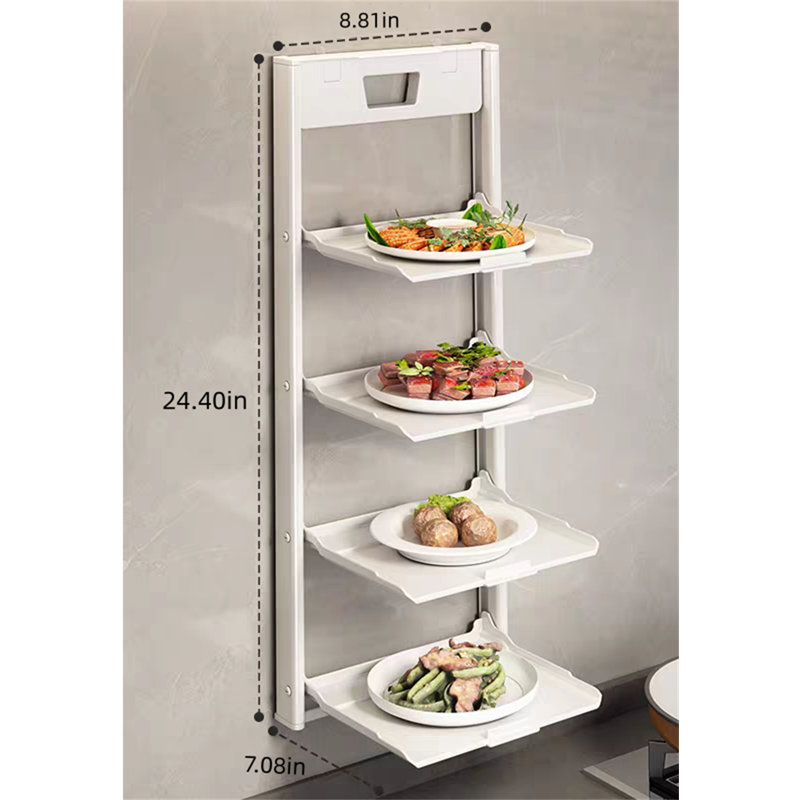 Support de rangement à quatre niveaux pour ventouse pliable, Blanc