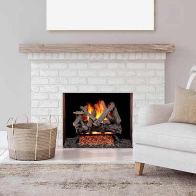 Bluegrass Living Vented Natural Gas Fireplace Log Set - 18 in. Rustic Oak, 45,000 BTU, Match Light - Model# BVL18-3