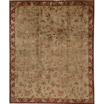 Tapis brun et ivoire de haute qualité noué à la main