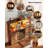 Coffee Bar Cabinet with Power Outlet & LED Light, 55" Farmhouse Large Kitchen Hutch with Sliding Barn Door, Tall Bar Cabinets with Storage Drawers & Wine Glass Rack, Buffet Cabinet for Living Room Kitchen, Rustic Brown-57601844