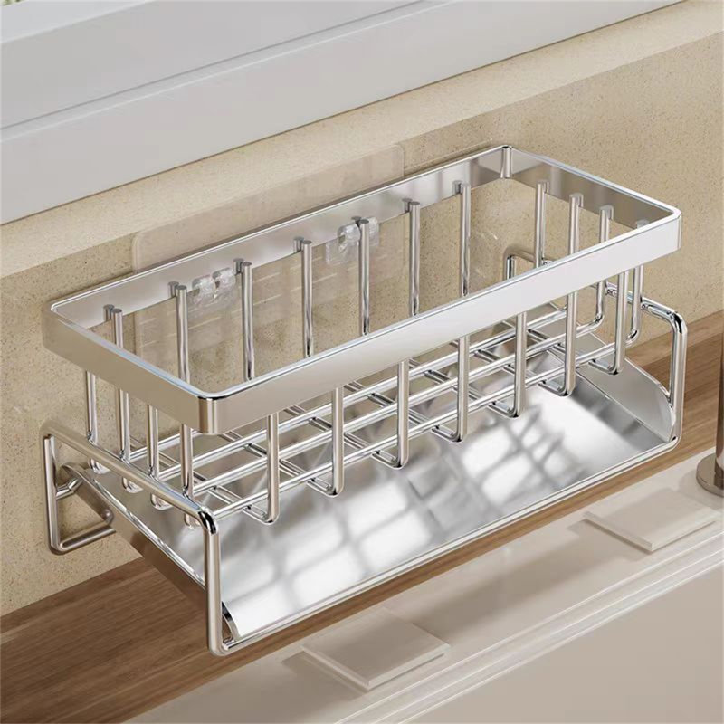 Évier de cuisine multifonctionnel avec porte-éponge, distributeur de savon à vaisselle et égouttoir