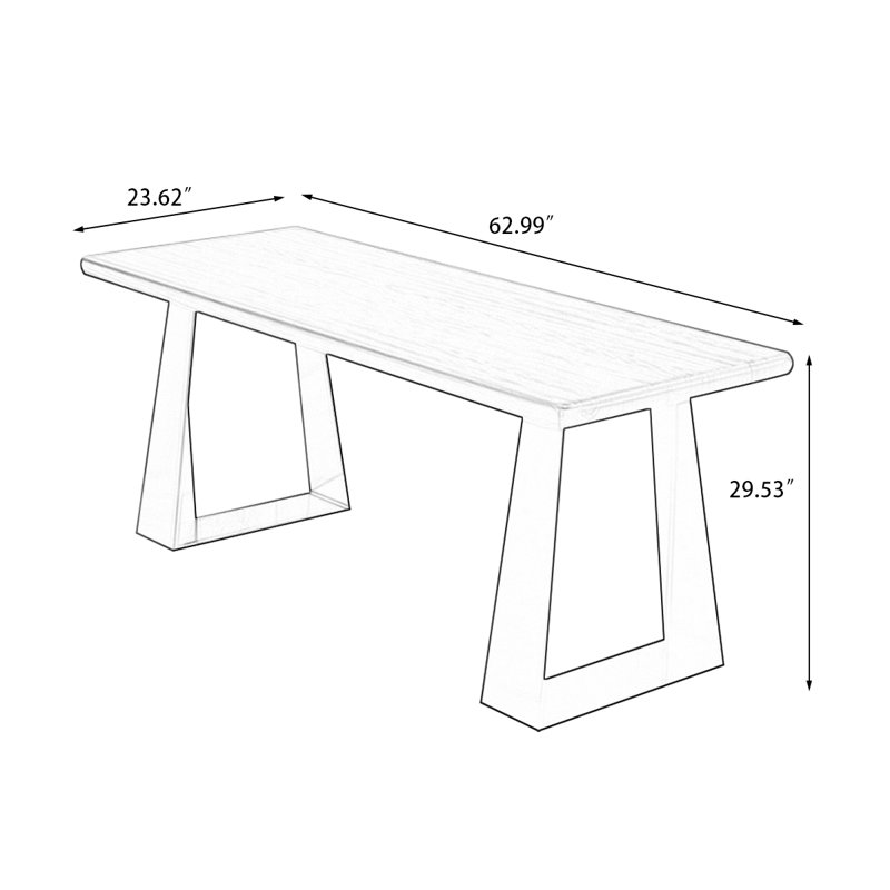 Nut-brown + Black Rectangular Solid Wood + Iron desk, 29.53" H x 62.99" W x 23.62" D