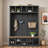Modern Hall Tree With Seating Bench, 13 Compartments And Coat Rack-2068694459