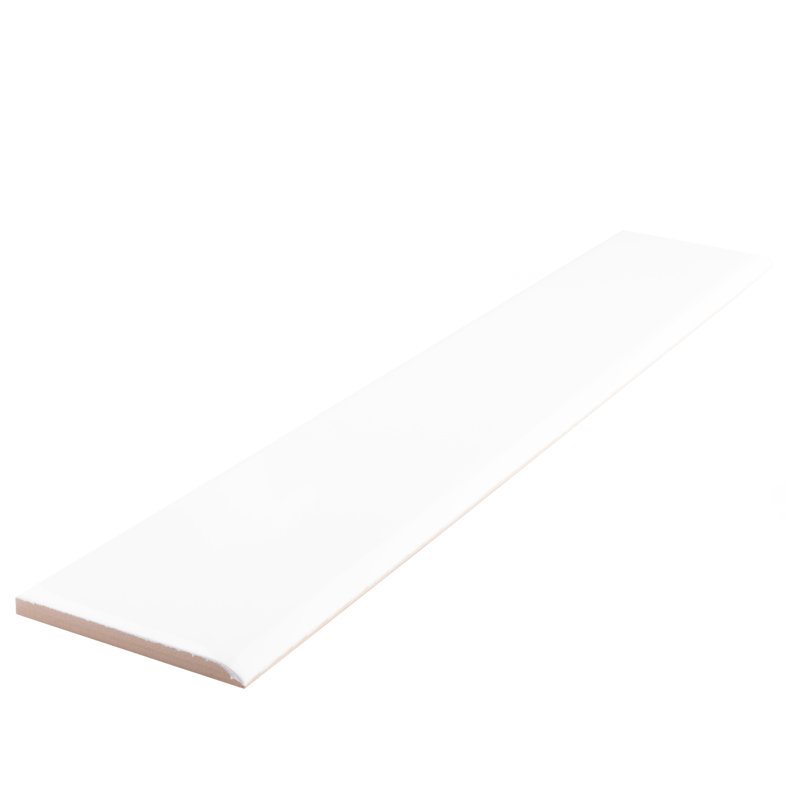 Battiscopa 18" x 3" Ceramic Bullnose Tile Trim, Glossy White