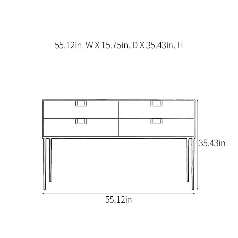 Console moderne moderne et pratique, H 35,43 po x l 55,12 po x P 15,75 po, Gris