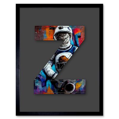 Letter Z Bright Astronaut Decorative Graffiti - Single Picture Frame Print