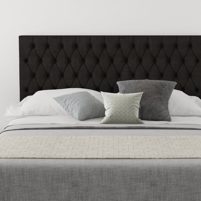 Upholstered Headboard, Linen Charcoal, Kingsize (5')