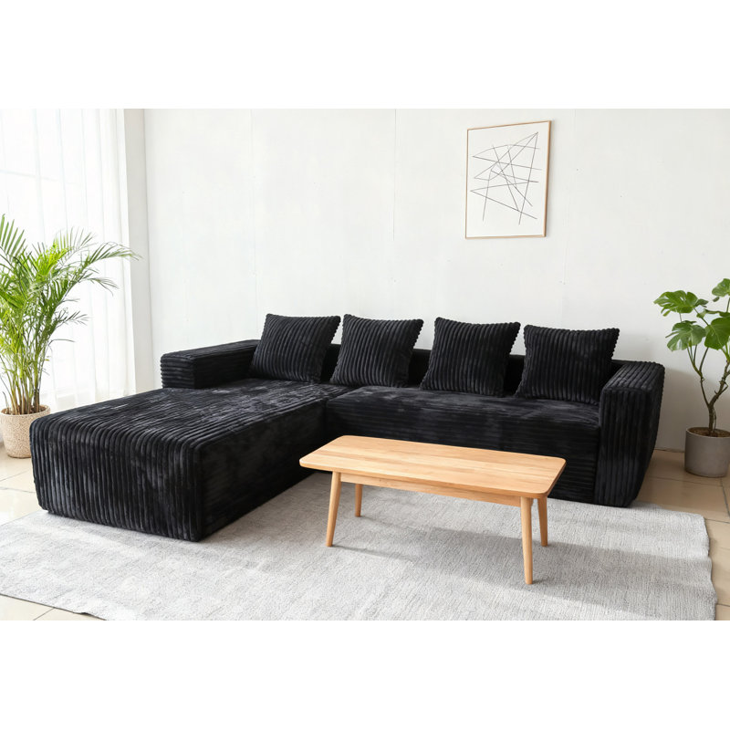 Canapé modulaire Cloud avec méridienne en forme de L, canapé modulaire avec assise profonde, fauteuils rembourrés avec méridienne pour faire face à la chambre à coucher, aucun assemblage requis (tissu en velours côtelé moelleux)