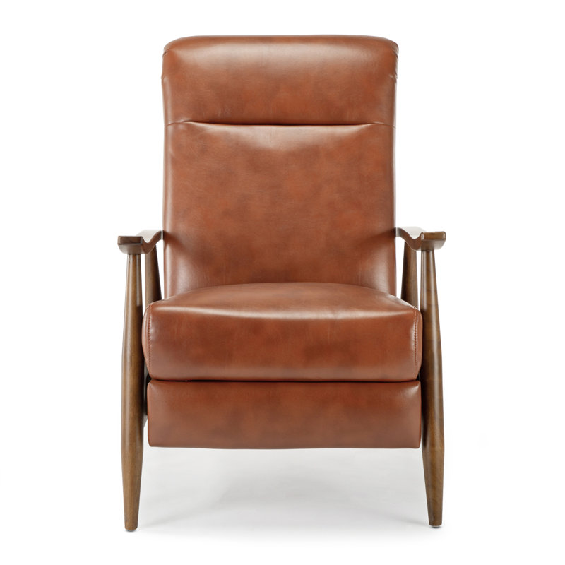 Fauteuil inclinable à accoudoirs en bois, Caramel