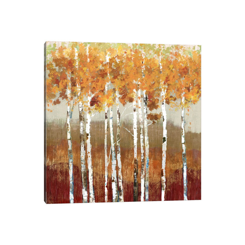 Golden Landscape by Allison Pearce - Painting on Canvas, 30.48 cm H x 30.48 cm W, Wrapped Canvas
