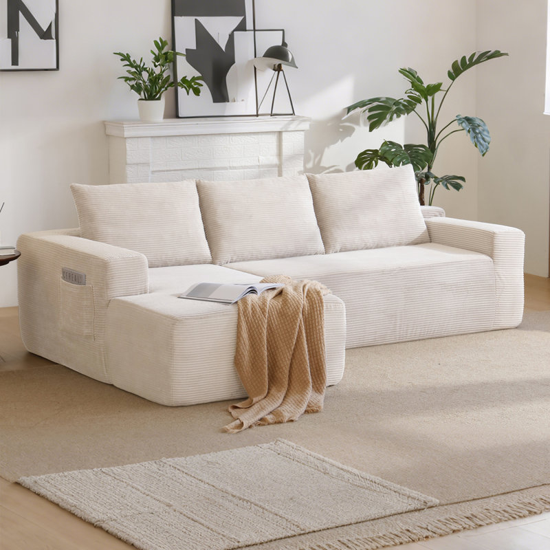 96.9'' Cloud Sectional Couch With L-Shaped Chaise,Modern Modular Sofa With Deep Seat, Upholstered Couches For Living Room Bedroom,No Assembly Required,(Corduroy Fabric)