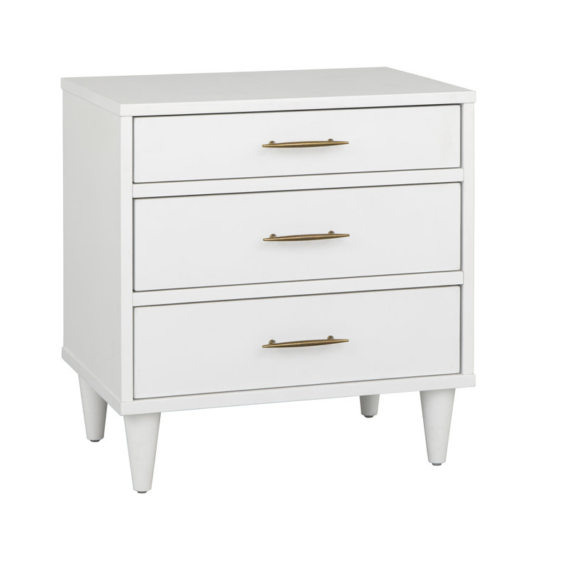 Table de chevet 3 tiroirs Afrida, Blanc