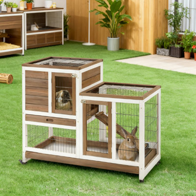 Cage à lapin surélevée en bois avec cage pour lapin