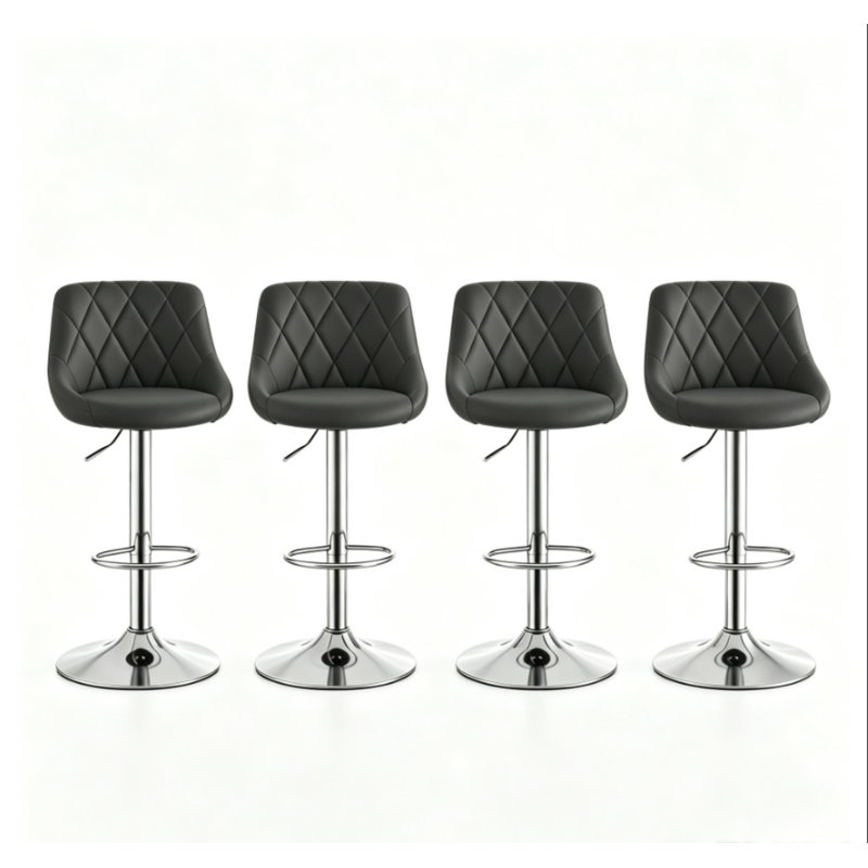 Swivel Yes Faux Leather Yes Bar Stool, 1, Black