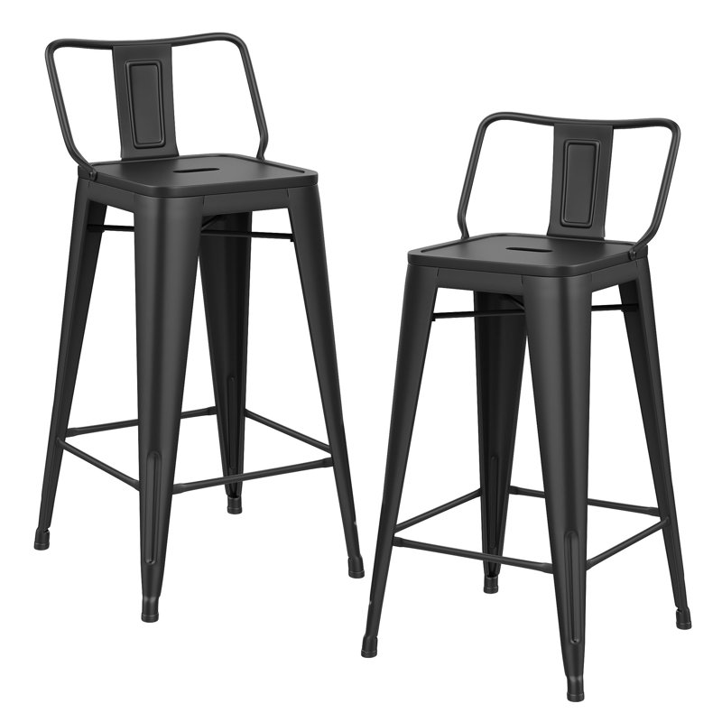 Comptoir et tabourets de bar en métal, Noir mat, Tabouret de bar (siège d'une hauteur de 30 po)