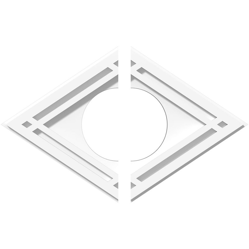 Médaillon de plafond contemporain en PVC Diamond, H 20 po x l 30 po x P 1 po