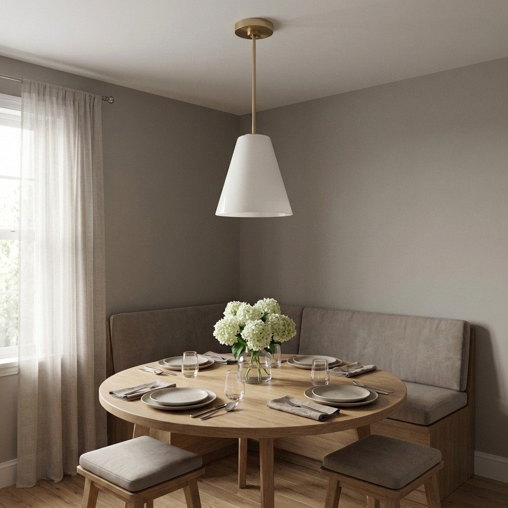 Hayden Dimmable Glass Cone Single Pendant Light, Satin Brass, White