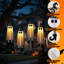 4 pièces décorations de fantômes suspendus d'Halloween avec lumière fantaisiste balançoire chapeau de sorcière fantômes intérieur patio extérieur jardin décoration d'arbre de jardin