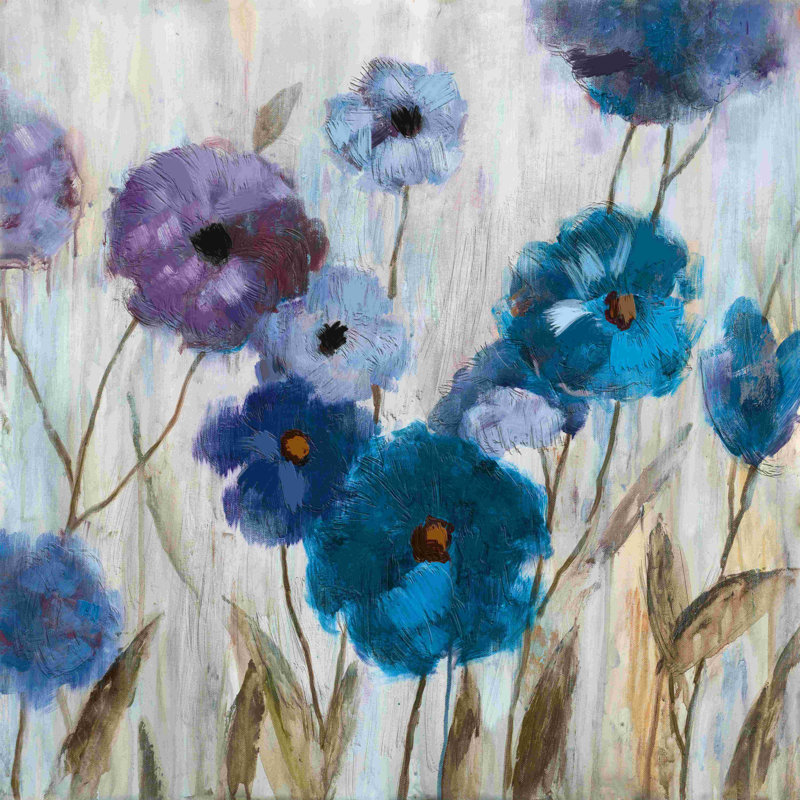 Painterly Blue Impasto - reproduction d'art sur toile tendue, H 36 po x l 36 po