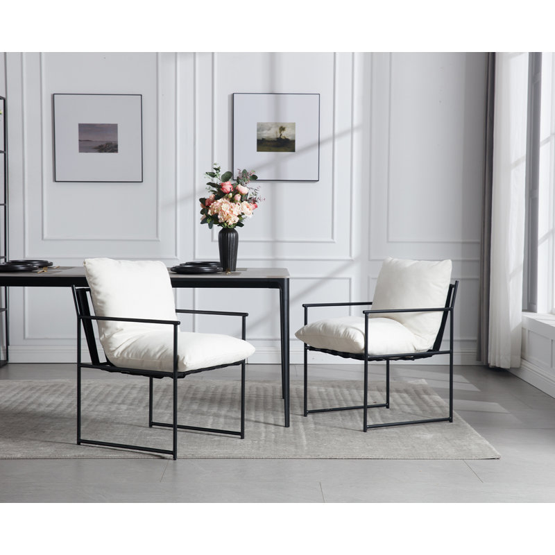 Chaise de salle à manger rembourrée Quanise, Blanc