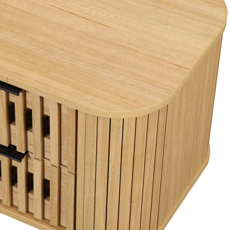 Table de chevet cannelée de style moderne Mid-Century 22,5 po, Oak