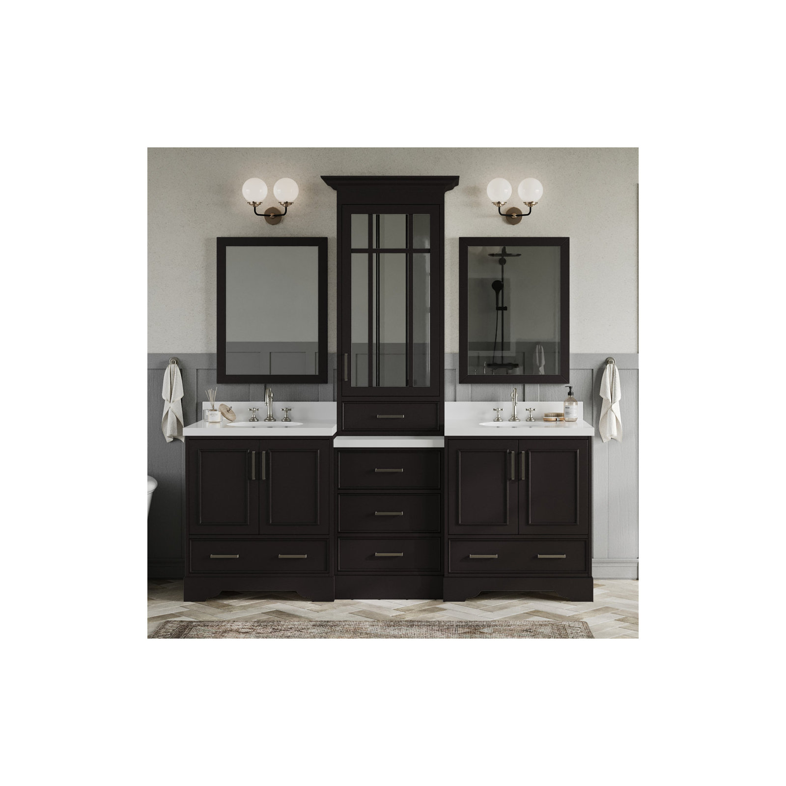 85'' Double Bathroom Vanity, Espresso