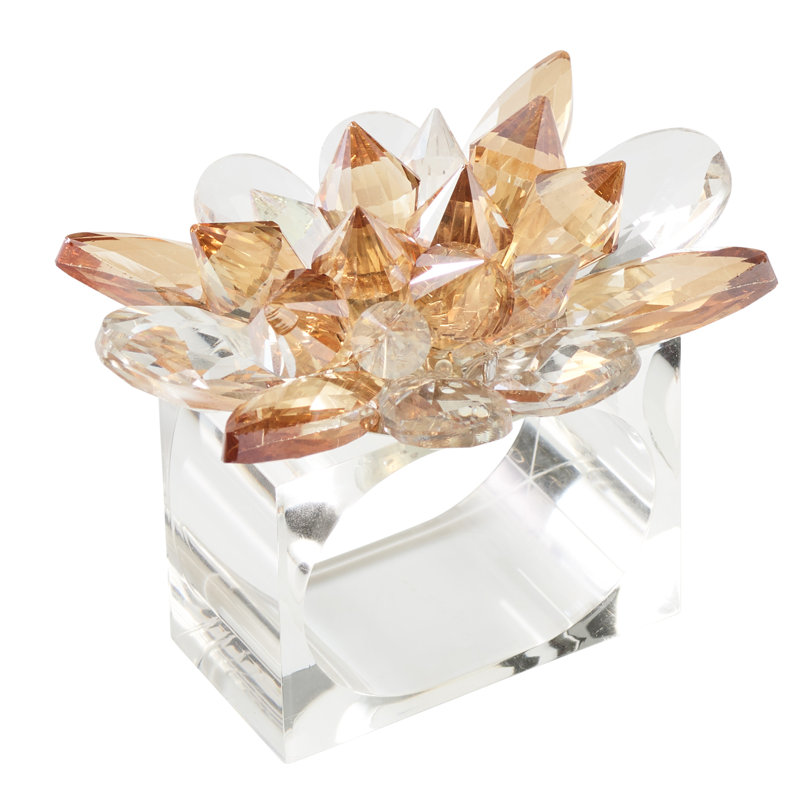 Spectra Napkin Ring Set, Champagne/Crystal