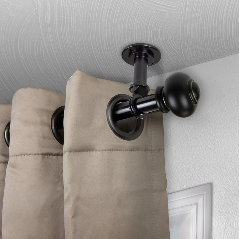 Lecuyer Single Curtain Rod, Black, 120"- 170" L