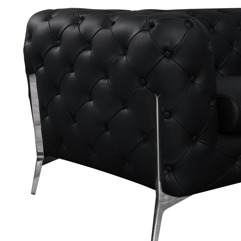 Causeuse 100% cuir Global United, Noir