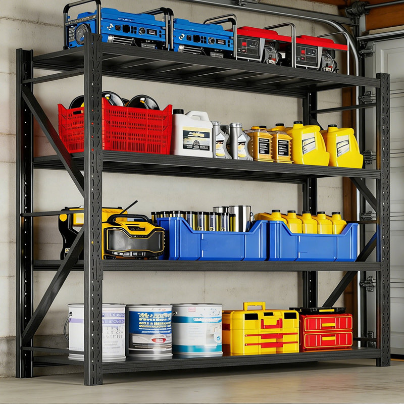 Étagère de garage robuste à hauteur réglable à 4 niveaux, support de rangement en acier d'une capacité de 2 400 lb, tablettes industrielles de H 65 po x l 67 po x P 22 po pour le garage, le sous-sol, l'entrepôt et l'atelier