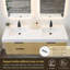 Meuble-lavabo double mural Livia de 60 po avec lavabo encastré blanc en imitation verre et miroir