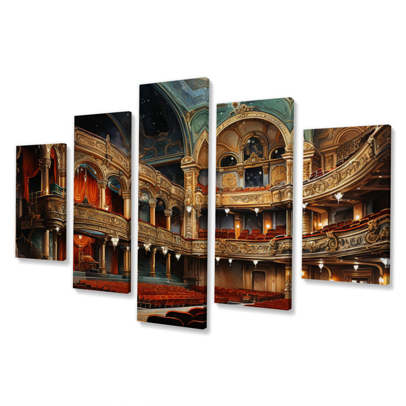 «Theatres Architecture Curtain Call V», art mural sur toile, 5 panneaux