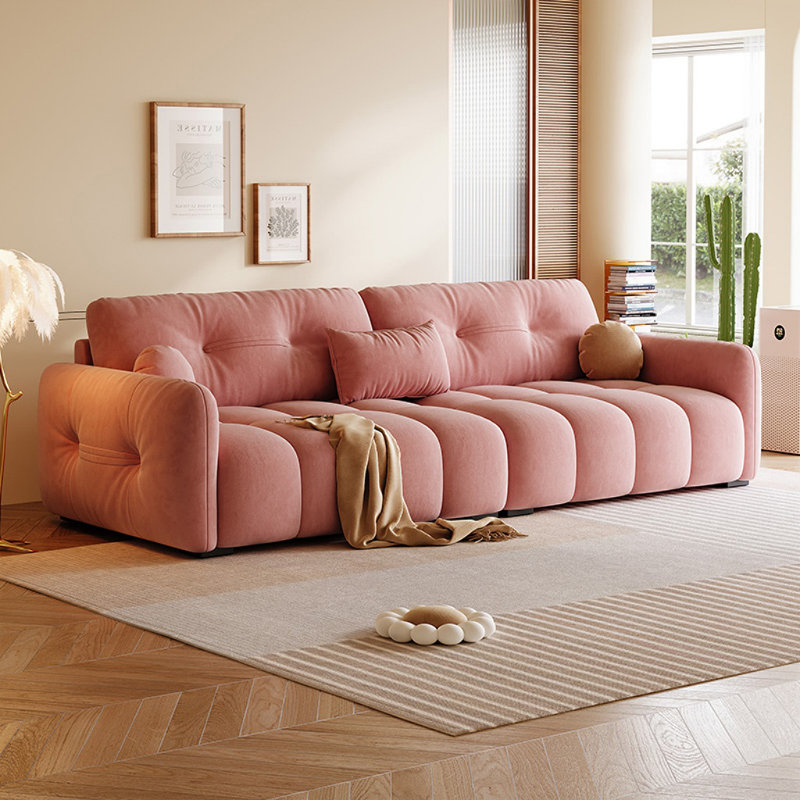 Canapé de salon de style français, Rose, 3, H 33,46 po x l 94,49 po x P 39,37 po