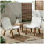 Ensemble de conversation d'extérieur en bois d'acacia et corde 3 pièces, blanc et teck