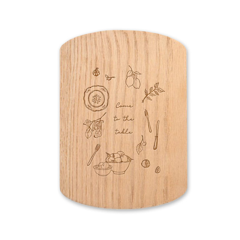 Sketch Table Scene 11 x 8 Redwood Oval Cutting Board, Redwood