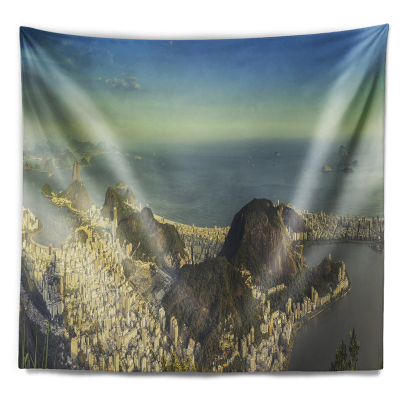Paysage Rio De Janeiro avec tapisserie Copacabana, H 50 po x l 60 po