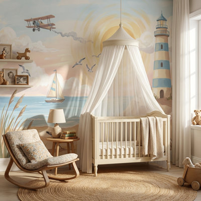 Papier peint phare bord de mer amovible