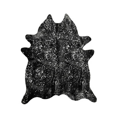 Tapis noir en cuir de vache à imprimé animal 6 pi x 7 pi Novelty Houchin