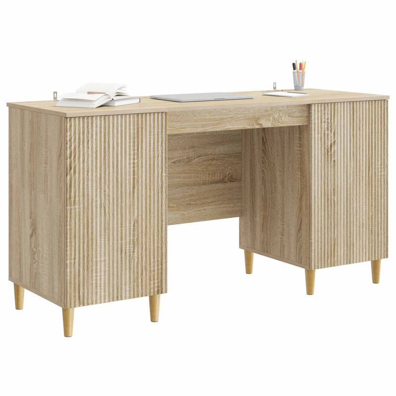  Desk With Shelf With Storage With Door Engineered Wood Modern Study, Sonoma Oak