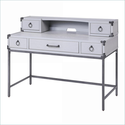 Bureau d'écriture à 3 tiroirs Desks, gris et amp; Finition bronze industriel | Gris | Bois et amp; Métal