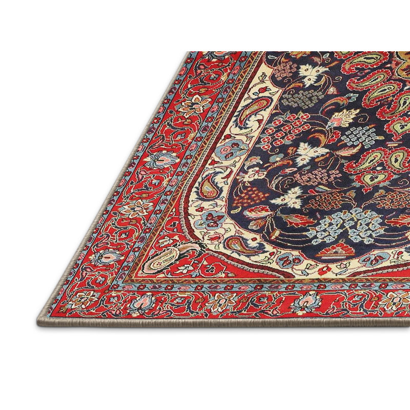 Tapis oriental rouge / noir / bleu, Rectangle 3 pi x 5 pi