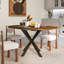 Table de salle à manger rétractable, table de salle à manger ronde, table de salle à manger extensible, base en acier au carbone pour 6 personnes, mobilier de salle à manger moderne et simple en placage de bois massif (de 42 po à 58 po) - Table seule