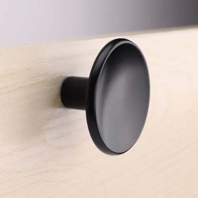10 Pack Black Cabinet Knobs Kitchen Hardware Round Drawer Knob for Cabinets Handles Closet Door Pulls Zinc Alloy