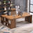 Brown L-Shaped Solid Wood desks-108297792-108297791