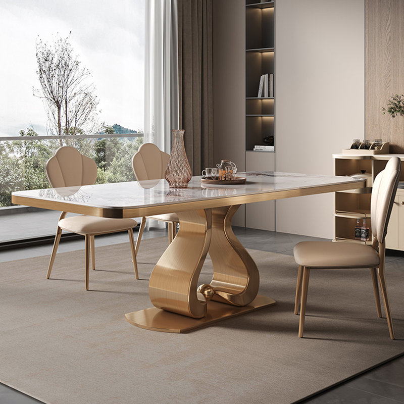 Luxury modern rectangular dining table, 29.5"H x 63"L x 33.5"W