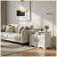 Ensemble de 2 tables de chevet blanches de 16 po avec station de charge et rangement, tables de chevet pour la chambre à coucher-128976998-128976999